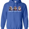 blue funny santa hoodie featuring three black grandpa dressed as santa claus and it says grandpa the real santa of the family