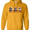 gold funny santa hoodie featuring three black grandpa dressed as santa claus and it says grandpa the real santa of the family