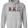 silver funny santa hoodie featuring three black grandpa dressed as santa claus and it says grandpa the real santa of the family