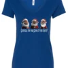 blue funny santa v-neck tshirt featuring three black grandpa dressed as santa claus and it says grandpa the real santa of the family
