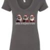 gray funny santa v-neck tshirt featuring three black grandpa dressed as santa claus and it says grandpa the real santa of the family