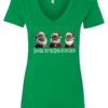 green funny santa v-neck tshirt featuring three black grandpa dressed as santa claus and it says grandpa the real santa of the family
