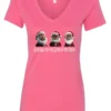 pink funny santa v-neck tshirt featuring three black grandpa dressed as santa claus and it says grandpa the real santa of the family