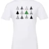 white christmas t- shirt featuring twelve different christmas trees