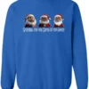 blue funny santa sweatshirt featuring three black grandpa dressed as santa claus and it says grandpa the real santa of the family