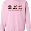 pink funny santa sweatshirt featuring three black grandpa dressed as santa claus and it says grandpa the real santa of the family