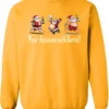 gold naughty santa sweatshirt featuring three drunk santa claus running that says pour decisions with santa