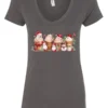 gray starbucks lover v-neck tshirt featuring four colorful frappuccino cups and three snowman