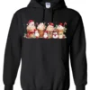 black starbucks lover hoodie featuring four colorful frappuccino cups and three snowman