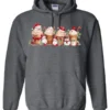 gray starbucks lover hoodie featuring four colorful frappuccino cups and three snowman
