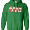green starbucks lover hoodie featuring four colorful frappuccino cups and three snowman