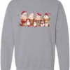 silver starbucks lover sweatshirt featuring four colorful frappuccino cups and three snowman