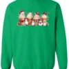 green starbucks lover sweatshirt featuring four colorful frappuccino cups and three snowman