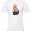 Donald Trump with middle fingers up and laughing t-shirt white