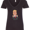 Donald Trump with middle fingers up and laughing v-neck black