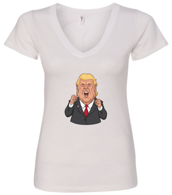 Donald Trump very angry v-neck white
