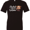black alcohol t-shirt saying alcohol kills germs featuring a woman with glasses orange hair and a glass of wine in hand