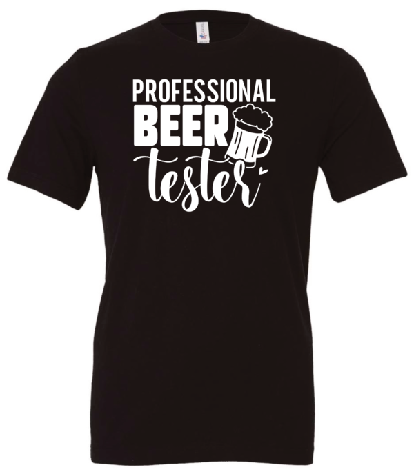 black alcohol t-shirt saying professional beer tester