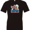 black t-shirt with a happy mouse eating a slice of pizza in the night saying midnight pizza club.