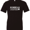 black t-shirt saying my energy is on pause