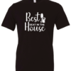 black t-shirt featuring a toilet saying best seat in the house
