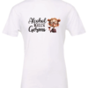 white alcohol t-shirt saying alcohol kills germs featuring a woman with glasses orange hair and a glass of wine in hand