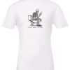 white t-shirt saying i got shit to do featuring a skeleton seated in the toilet watching the cell phone