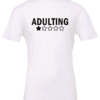 white t-shirt featuring a one star review to adulting