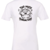 white t-shirt featuring an exhausted squirrel saying too much thinking today
