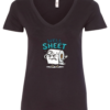 black v-neck t-shirt featuring an anguish toilet paper saying well sheet