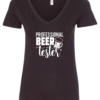 black alcohol v-neck t-shirt saying professional beer tester