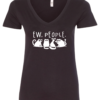 black v-neck t-shirt saying ew people featuring 4 black cats figures