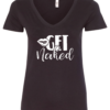 black v-neck t-shirt saying get naked