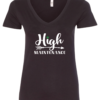 black v-neck t-shirt saying high maintenance with one 1 green marijuana leaf