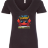 black v-neck t-shirt saying i'm not crabby i just hate everyone featuring a red crab with sunglasses