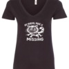 black v-neck t-shirt saying my normal mode is missing featuring a crazy cat