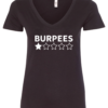 black v-neck t-shirt featuring a one star review to burpees