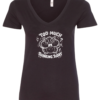 black v-neck t-shirt featuring an exhausted squirrel saying too much thinking today