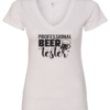 white alcohol v-neck t-shirt saying professional beer tester