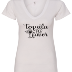 white alcohol v-neck t-shirt saying tequila por favor