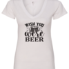 white alcohol v-neck t-shirt saying wish you were beer
