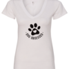 white dog lover v-neck t-shirt saying dog obsessed