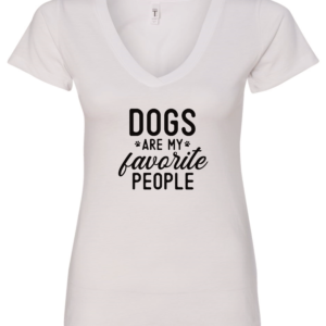 white dog lover v-neck t-shirt saying dogs are my favorite people