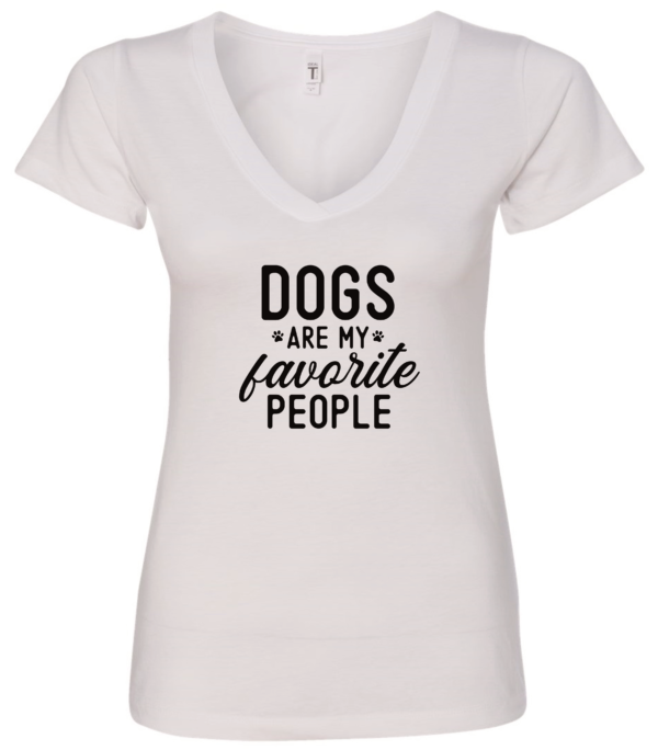 white dog lover v-neck t-shirt saying dogs are my favorite people