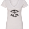 white dog lover v-neck t-shirt saying I just want to pet all the dogs