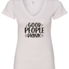 white alcohol v-neck t-shirt saying good people drink