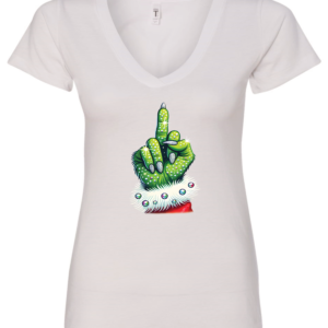 white christmas v-neck t-shirt the grinch midle finger