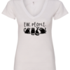 white v-neck t-shirt saying ew people featuring 4 black cats figures
