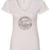white v-neck t-shirt saying i hate people in a mountain road