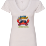 white v-neck t-shirt saying i'm not crabby i just hate everyone featuring a red crab with sunglasses
